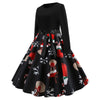2020 Christmas Print Vintage Dress Long Sleeve