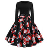 2020 Christmas Print Vintage Dress Long Sleeve