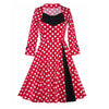 Polka Dot Print Long Sleeve A Line Dress