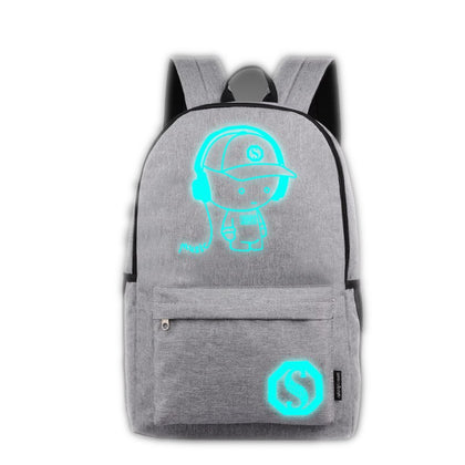 Anime Cartoon Luminous Backpack with USB Charging Port and Lock &Pencil Case