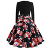 2020 Christmas Print Vintage Dress Long Sleeve