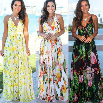 Women's Sleeveless Beach Dress Loose V-neck Maxi Dresses Casual Long Dresses