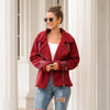 Women's Fashion Long Sleeve Lapel Zip Up Faux Shearling Slim Cut Short Plush Coat Jacket with Pockets Warm Winter