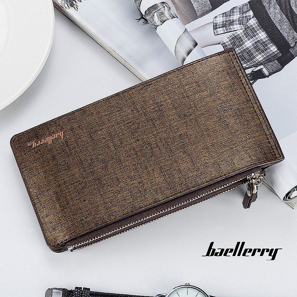 Baellerry Solid Color Cell Phone Money Photo Card Clutch Long Wallet for Men