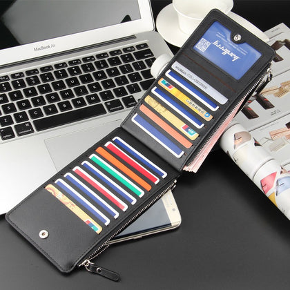 Baellerry CA0131 Solid Color Cell Phone Money Photo Card Clutch Long Wallet for Men