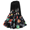 2020 Christmas Print Vintage Dress Long Sleeve