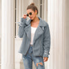 Women's Fashion Long Sleeve Lapel Zip Up Faux Shearling Slim Cut Short Plush Coat Jacket with Pockets Warm Winter