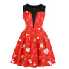 Halloween Skulls Flower Printed High Waisted Retro Dress