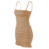 Ruffled Dress Women Sexy Spaghetti Strap Folds Mini Female Party Dresses