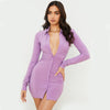 Long Sleeve Single-breasted Bodycon Knit Cardigan Dresses Ladies Sexy Casual Plain Ruched Elastic Mini Shirt Women Dress