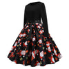 2020 Christmas Print Vintage Dress Long Sleeve