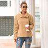Women's Fashion Long Sleeve Lapel Zip Up Faux Shearling Slim Cut Short Plush Coat Jacket with Pockets Warm Winter