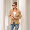 Women's Fashion Long Sleeve Lapel Zip Up Faux Shearling Slim Cut Short Plush Coat Jacket with Pockets Warm Winter