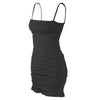 Ruffled Dress Women Sexy Spaghetti Strap Folds Mini Female Party Dresses