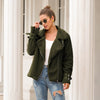 Women's Fashion Long Sleeve Lapel Zip Up Faux Shearling Slim Cut Short Plush Coat Jacket with Pockets Warm Winter