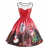 Christmas Santa Claus Snowman Mesh Panel Dress