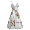 Lace Up Spaghetti Strap Printed Dress