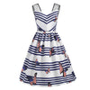 American Flag Butterfly Print Flare Dress