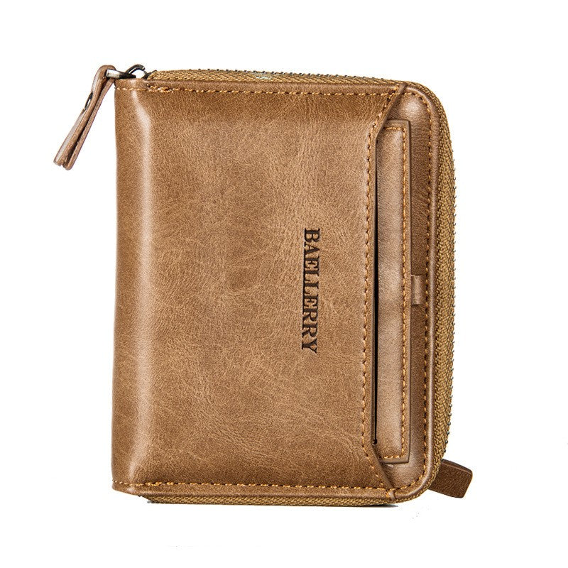 Baellerry New Men Wallet Short Section Soft PU Leisure Folder Bag