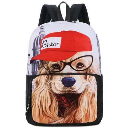 Dog Pattern Large Capacity School Backpack