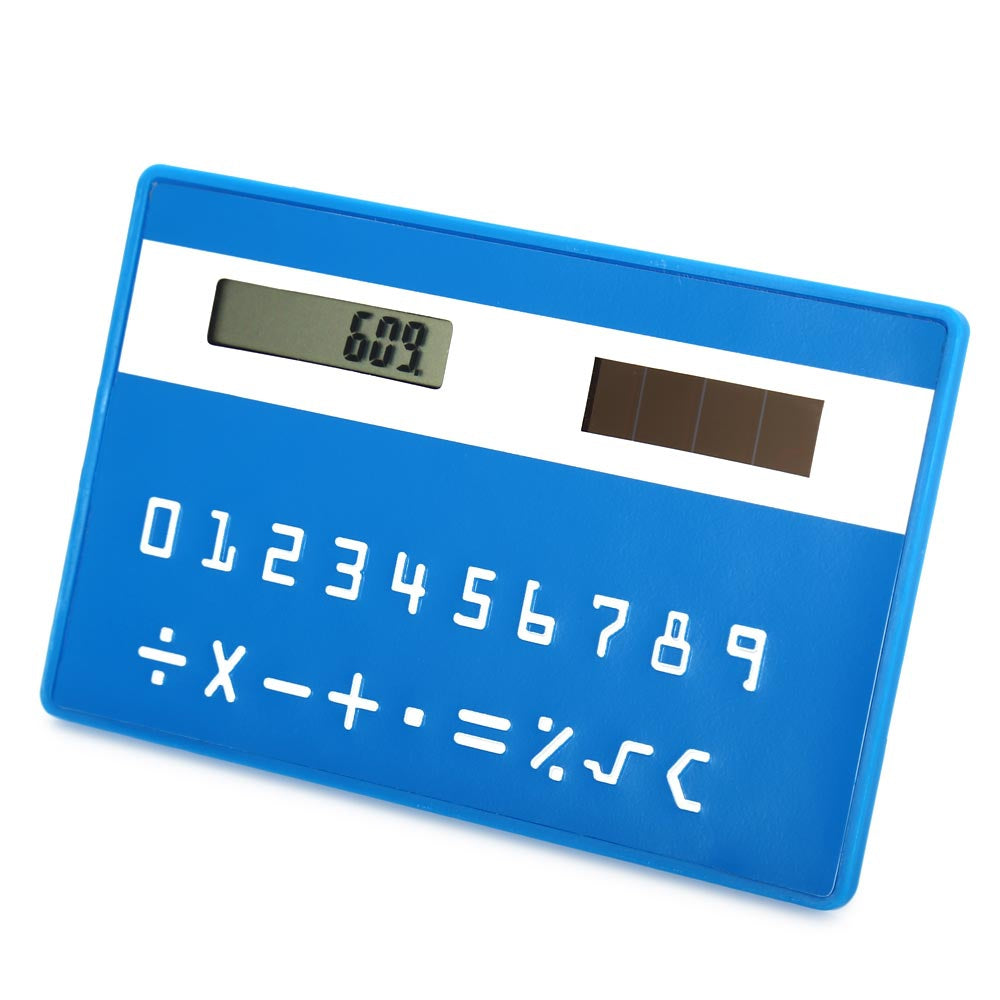 1PC Mini Slim Credit Card Pattern Solar Power Pocket Calculator