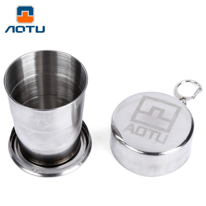 AOTU Telescopic Stainless Steel Cup with Buckle Three Section Outdoor Tool