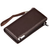 Baellerry Men Lichee Pattern Metal Clip Embellishment Vertical Long Portable Clutch Wallet