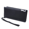 Baellerry Men Lichee Pattern Metal Clip Embellishment Vertical Long Portable Clutch Wallet