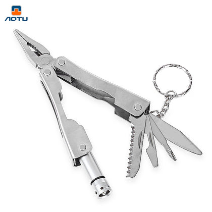 AOTU Multi-function Folding Pliers LED Light Practical Outdoor Survival Tool