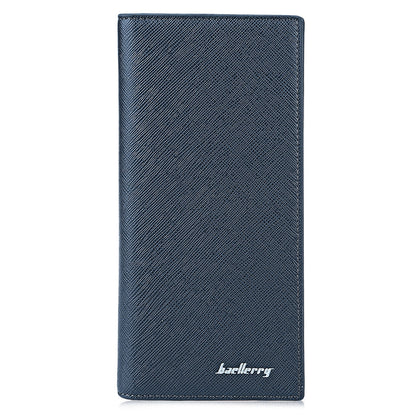 Baellerry Thin Soft Solid Color Long Vertical Photo Cash Card Wallet for Men
