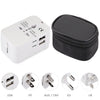 HHT202 Multifunctional Travel Adapter International Plug Dual USB Charging Port Universal AC Socket Drop Protection Bag