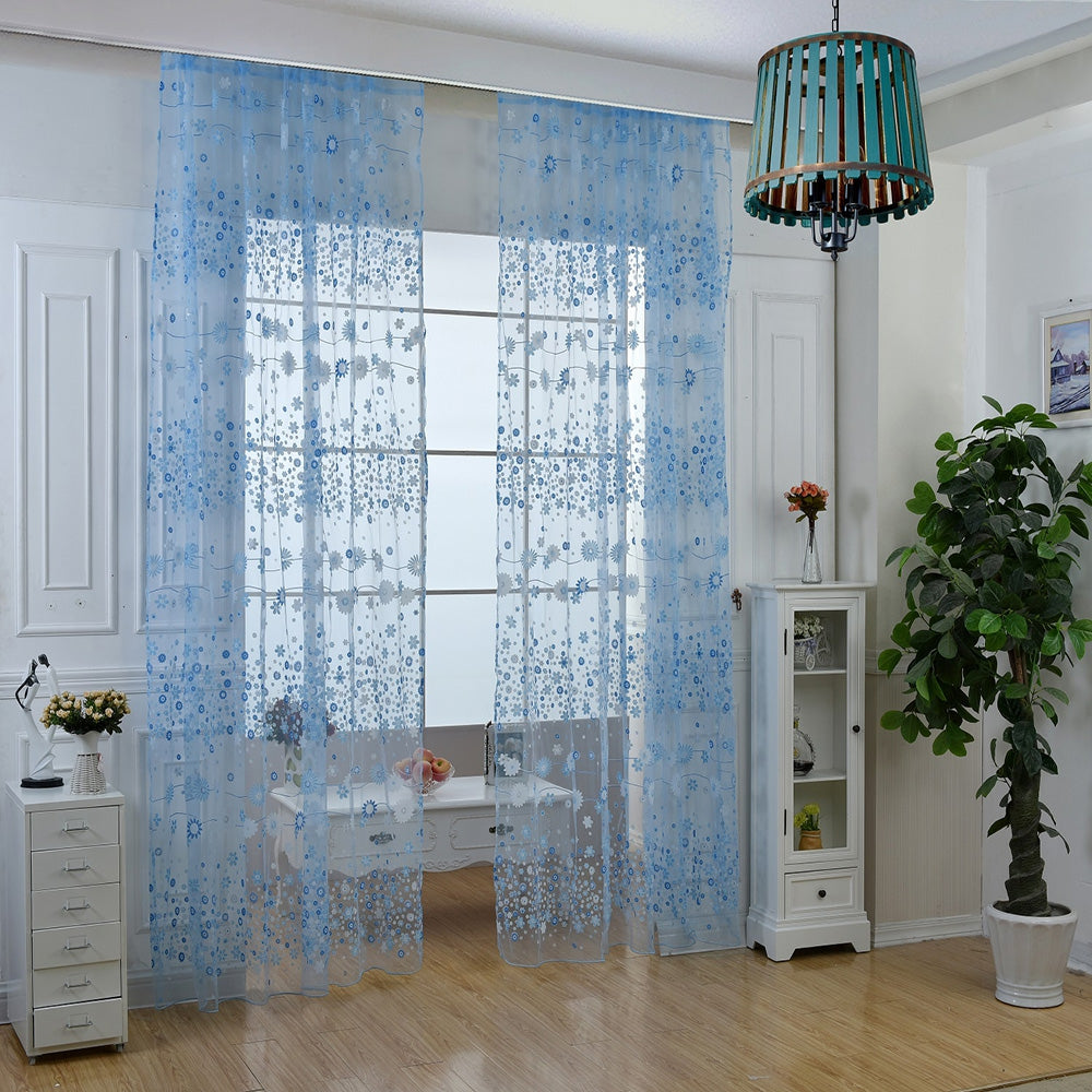 100cm x 270cm Chiffon Gauze Voile Wall Room Divider Floral Printed Curtain