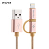 Awei CL - 930 2 in 1 1M Multifunctional 8 Pin Micro USB Interface Sync Charging Data 2.1A Cable