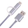 2 in 1 Micro USB Nylon Braided Charging Cord with Type-C Adapter 1m