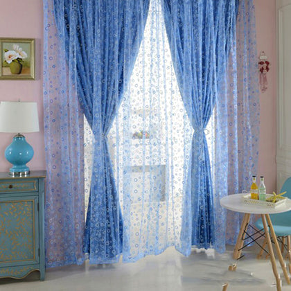 100 x 200cm Shimmery Circle Printed Voile Door Window Sheer Curtain Panel Drape