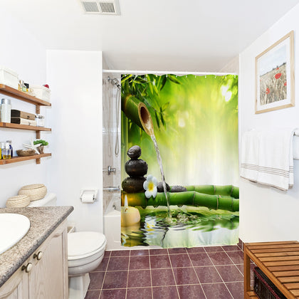 180 x 180cm Zen Water Bamboo 3D Printed Shower Curtain