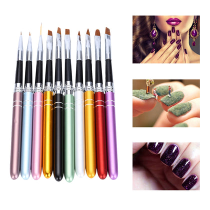 10pcs Professional Nail Design Brush Manicure for Painting Dot Tool Brushes