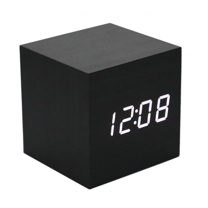 Multifunction Display Thermometer Wooden Alarm Clock