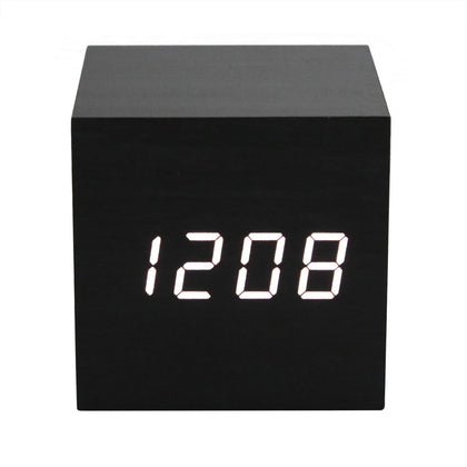 Multifunction Display Thermometer Wooden Alarm Clock