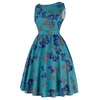 Women Vintage Butterfly Print Dress Round Neck Sleeveless Swing Floral Party Prom  Dress