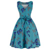 Women Vintage Butterfly Print Dress Round Neck Sleeveless Swing Floral Party Prom  Dress