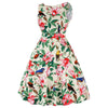 Women Vintage Butterfly Print Dress Round Neck Sleeveless Swing Floral Party Prom  Dress