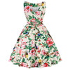 Women Vintage Butterfly Print Dress Round Neck Sleeveless Swing Floral Party Prom  Dress