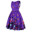 Women Vintage Butterfly Print Dress Round Neck Sleeveless Swing Floral Party Prom  Dress