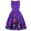 Women Vintage Butterfly Print Dress Round Neck Sleeveless Swing Floral Party Prom  Dress