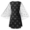 Halloween Lace Sleeve Spider Web Print Dress