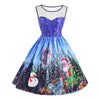 Christmas Santa Claus Snowman Mesh Panel Dress