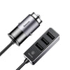 Baseus Car Charger Front Single Port Rear Three USB