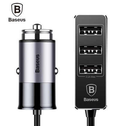 Baseus Car Charger Front Single Port Rear Three USB