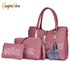 Guapabien 3pcs Women Handbag PU Leather Shoulder Bag